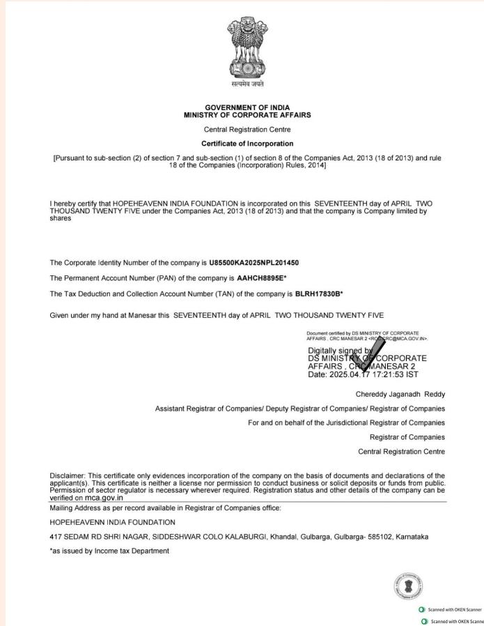 Certificate Of Incorporation